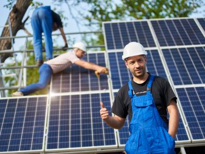 Stand-alone solar panel system installation, renewable green energy